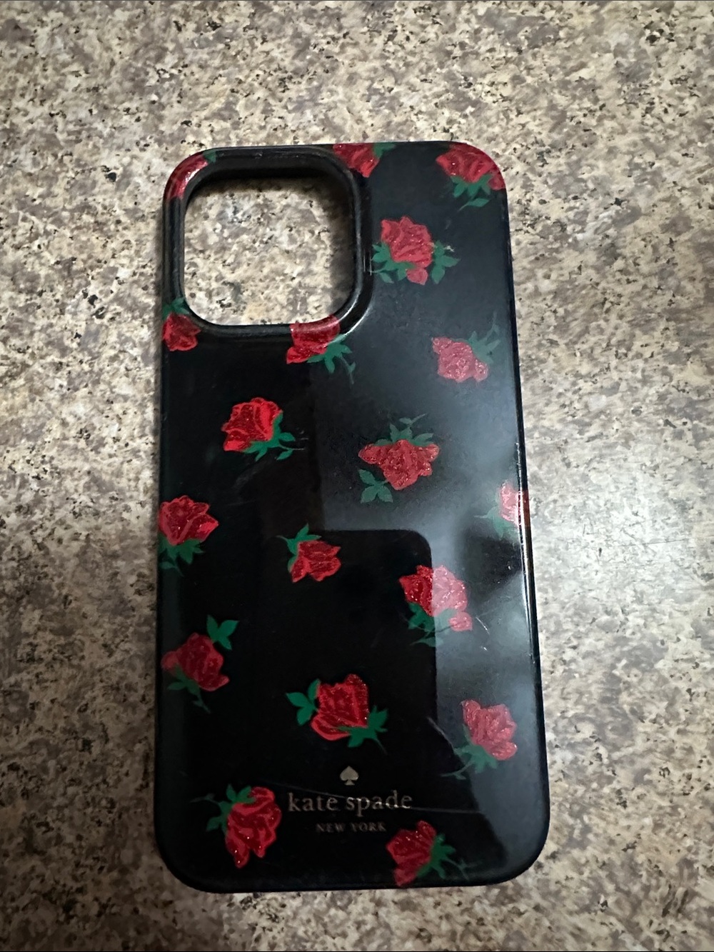 kate spade Black Phone Case with Red Rose Print